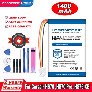LOSONCOER 1400 мАч Lipo Полимерный Аккумулятор Для Беспроводной Игровой Гарнитуры Corsair HS70, HS75 XB, RDA0031 RDA0034 Corsair HS70 Pro