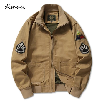 DIMUSI Новая мужская куртка-бомбер, повседневная мужская верхняя одежда, ветровки, пальто, модные военные куртки в стиле ретро в стиле Стоячий воротник, мужская одежда