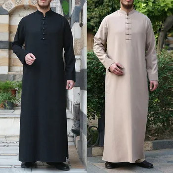 Мусульманский Халат Мужчины Джубба Тобе Саудовская Аравия Кафтан Для Мужчин Мусульманин Абая Свободная Повседневная Исламская Одежда Мода Исламское Платье Ид