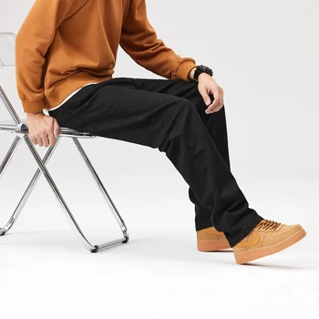 Весна 2023, Новые Мужские Свободные прямые джинсы, эластичные деловые джинсовые брюки, Модные мужские брюки с тиснением.
