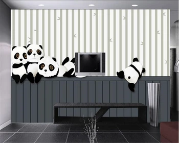 beibehang tapety Большие модные простые шелковые тканевые обои детская комната озорная гигантская панда обои на заднюю стену для стен 3 d