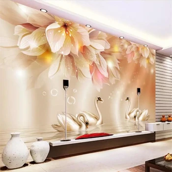Обои wellyu на заказ 3D большая фреска обои модный цветок лебедь гостиная спальня ТВ фон обои 3d papel de parede