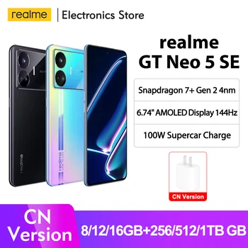 Новый Официальный Мобильный Телефон Realme GT Neo 5 SE Snapdragon7 + Gen2 64mp 6,74 Дюймов AMOLED 144 Гц 100 Вт Быстрое Зарядное Устройство Supervooc 5500 мАч NFC