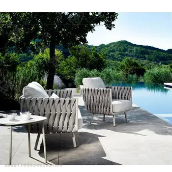Вилла в скандинавском стиле Для отдыха, ротанговое кресло, диван, балкон, Открытый Внутренний двор, сад, Открытый Ротанговый диван, Комбинированный Одноместный