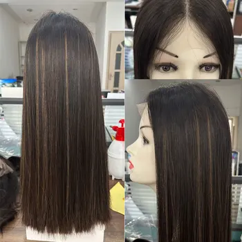 Парики из человеческих волос с прямыми кружевами спереди для женщин, европейский Парик из натуральных волос с кружевным верхом, парик с изюминкой, парик длиной 28 дюймов