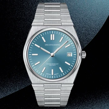 2023 Мужские кварцевые часы Speht & Sohne Tiffany Blue С сапфиром Модные часы из нержавеющей стали 50 м Водонепроницаемые Relogio Masculino