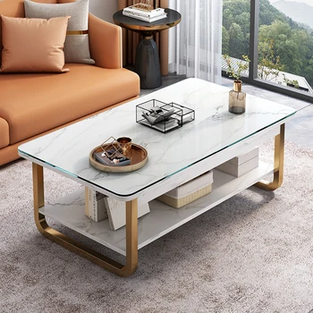 Золотые роскошные журнальные столики с современным мраморным эффектом, простой приставной столик в скандинавском стиле, эстетичный стол для хранения мебели для дома Basse De Salon