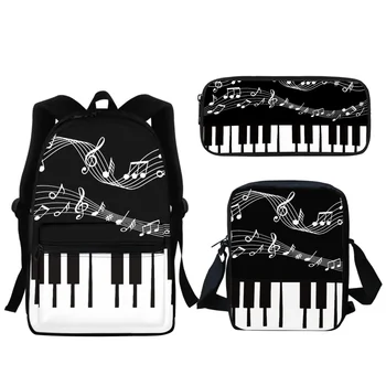 Модный рюкзак Пианино, роскошные дизайнерские школьные сумки из 3 предметов, большой детский рюкзак для подростков, школьные принадлежности для учащихся среднего звена