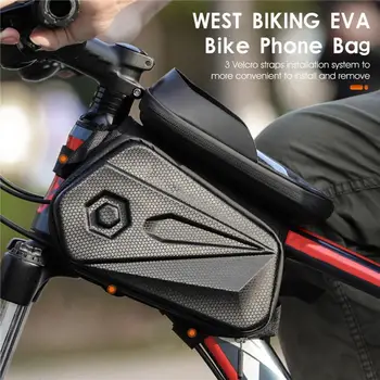 Сумка на переднюю раму велосипеда, портативная водонепроницаемая сумка на переднюю раму горного велосипеда, держатель для мобильного телефона с сенсорным экраном, чехол для велосипеда