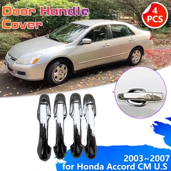 Автомобильная хромированная дверная ручка из углеродного волокна для Honda Accord CM Inspire, США 2003 ~ 2007 2004, Декоративная накладка, наклейка, аксессуары для крышки