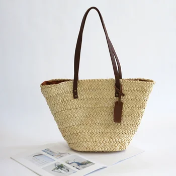 Летняя пляжная сумка для женщин 2023, новая сумка-тоут на плечо из плетеной соломы, большие покупки, плетеные сумки для путешествий, простые модные Роскошные сумки