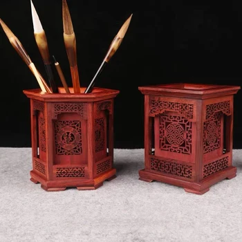 Деревянная кисть в китайском стиле, горшок, контейнер для ручек, Деревянная ваза для карандашей, держатель для ручек, кисть для каллиграфии, держатель для ручек