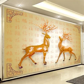 beibehang Custom wallpap 3d фотообои Китайский бог олень Байфу классический ТВ фон обои для домашнего декора papel de parede